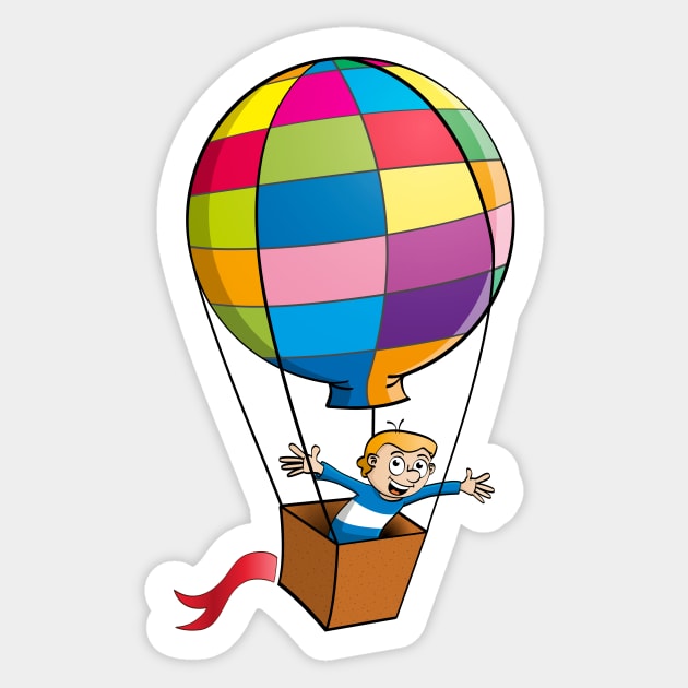 The boy in the hot air balloon. Vector Illustration Sticker by Stefs-Red-Shop